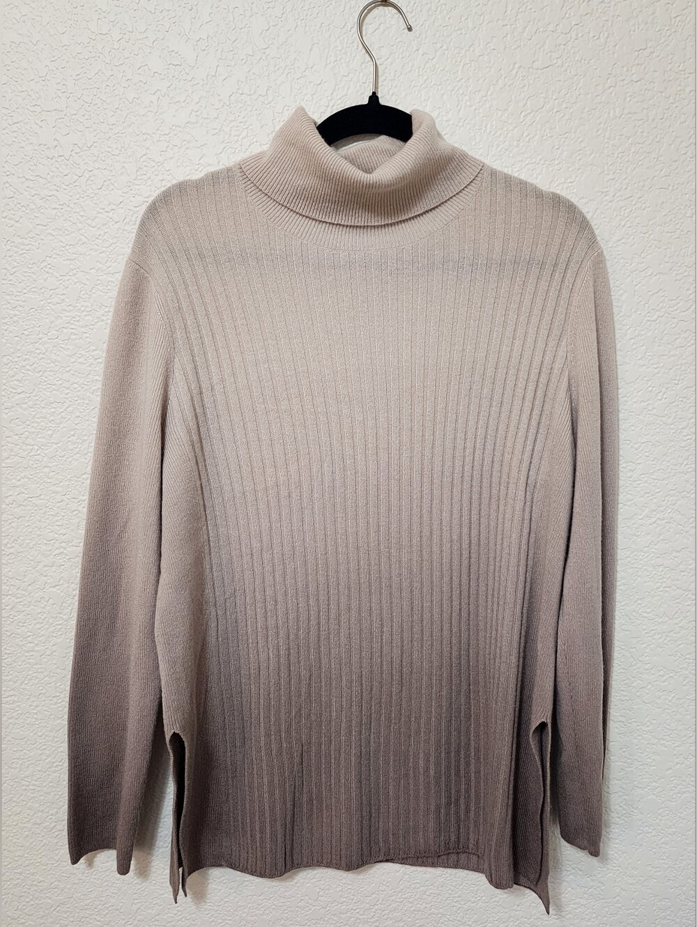 Lafayette 148 NY 100% Cashmere Ombre Ribbed Turtleneck Tunic Sweater No Size Tag - Picture 9 of 13